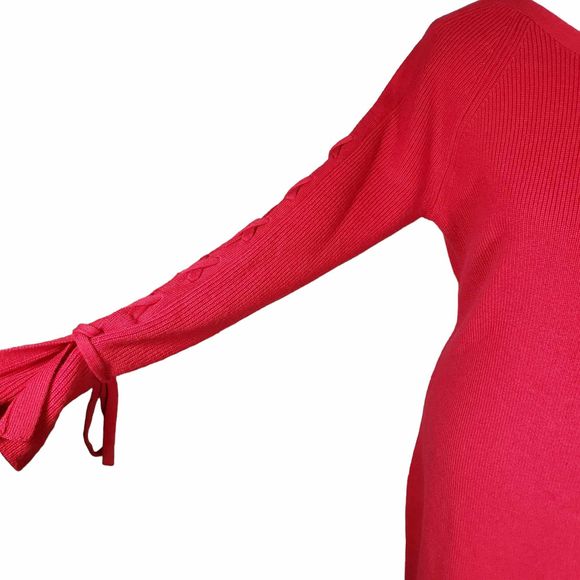 Etcetera Medium Red Knit Long Sleeve Sweater Dress NWT - Picture 3 of 9